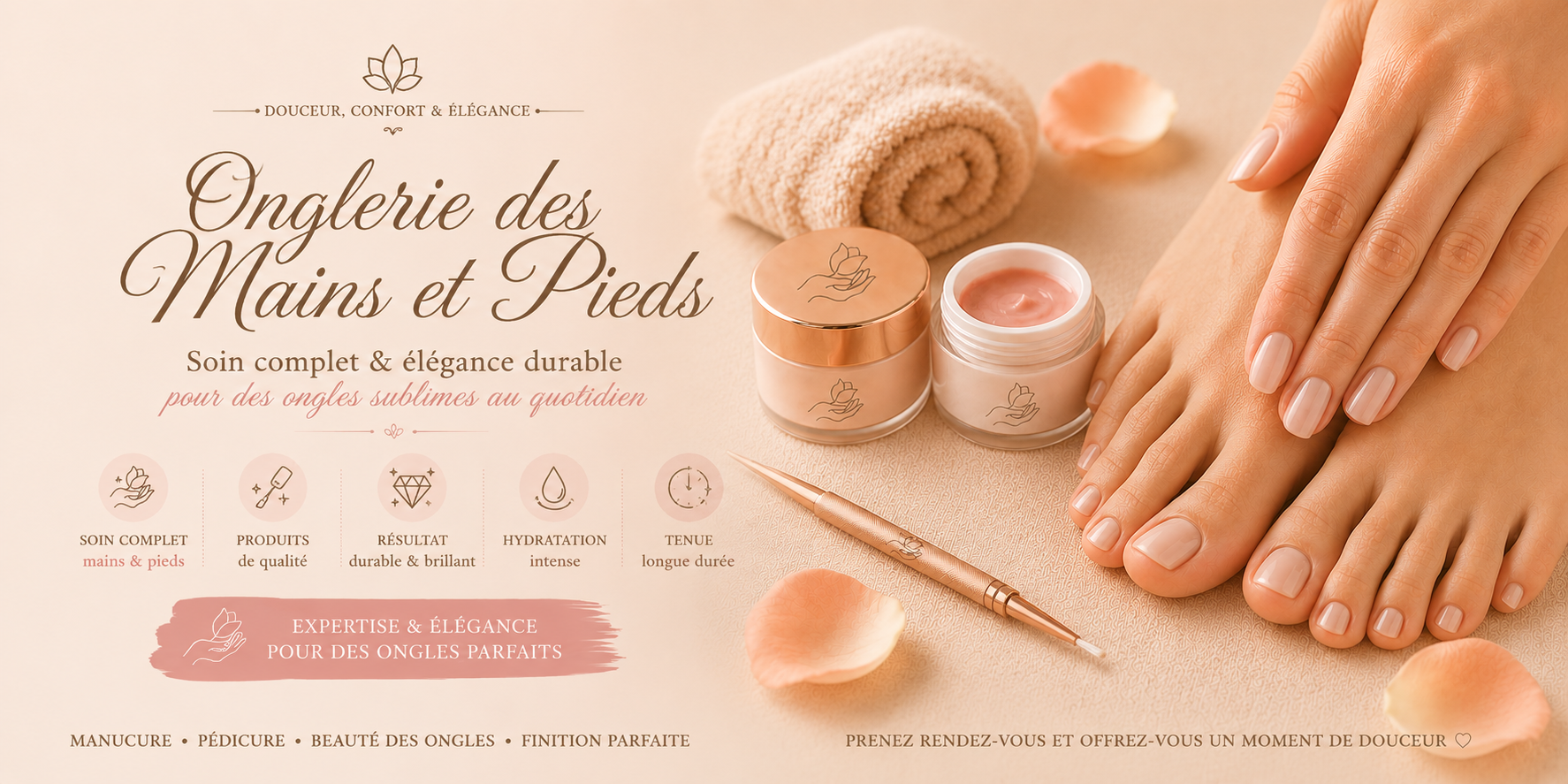 Bannière soins des ongle pieds et mains