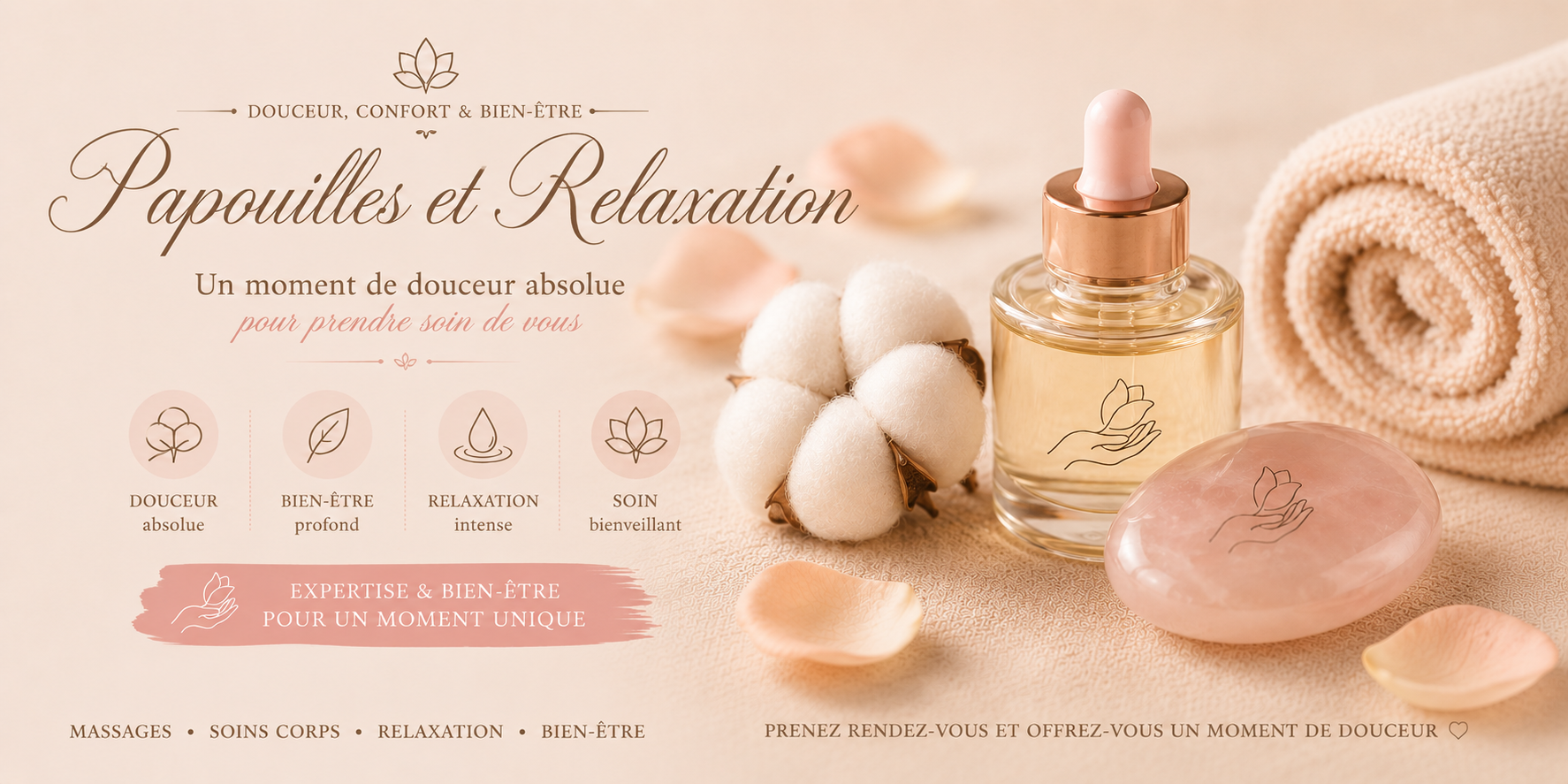 Bannière papouilles et relaxation